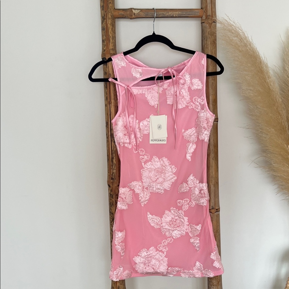 Peppermayo Fuchsia Chiffon Mini Dress